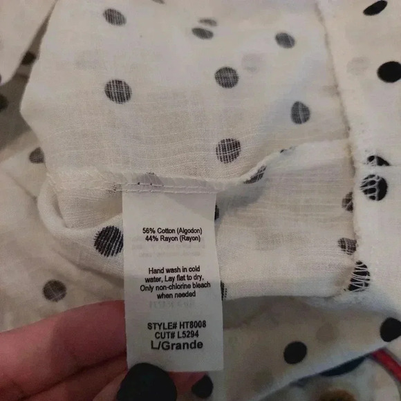 Le Lis Size Large Cotton Blend Polka Dot Crop Tie Back Top - Picture 6 of 6